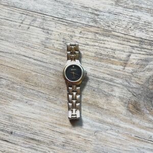 Annex Antique Watch Women's Wrist Two Tone Gold Silver Black Face Small Circle